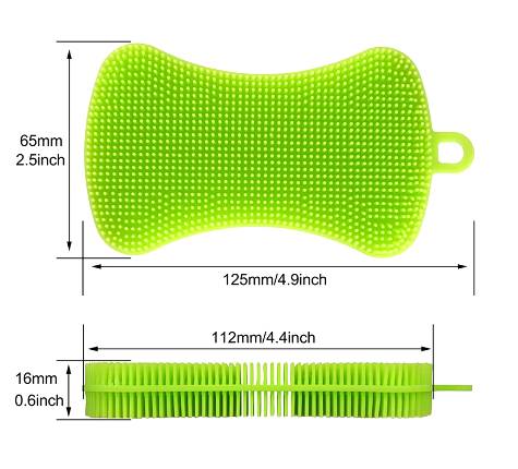 Eponge verte en silicone dimension