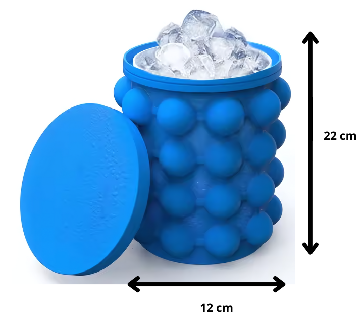 Moule à glacons avec dimensions  sur fond blanc