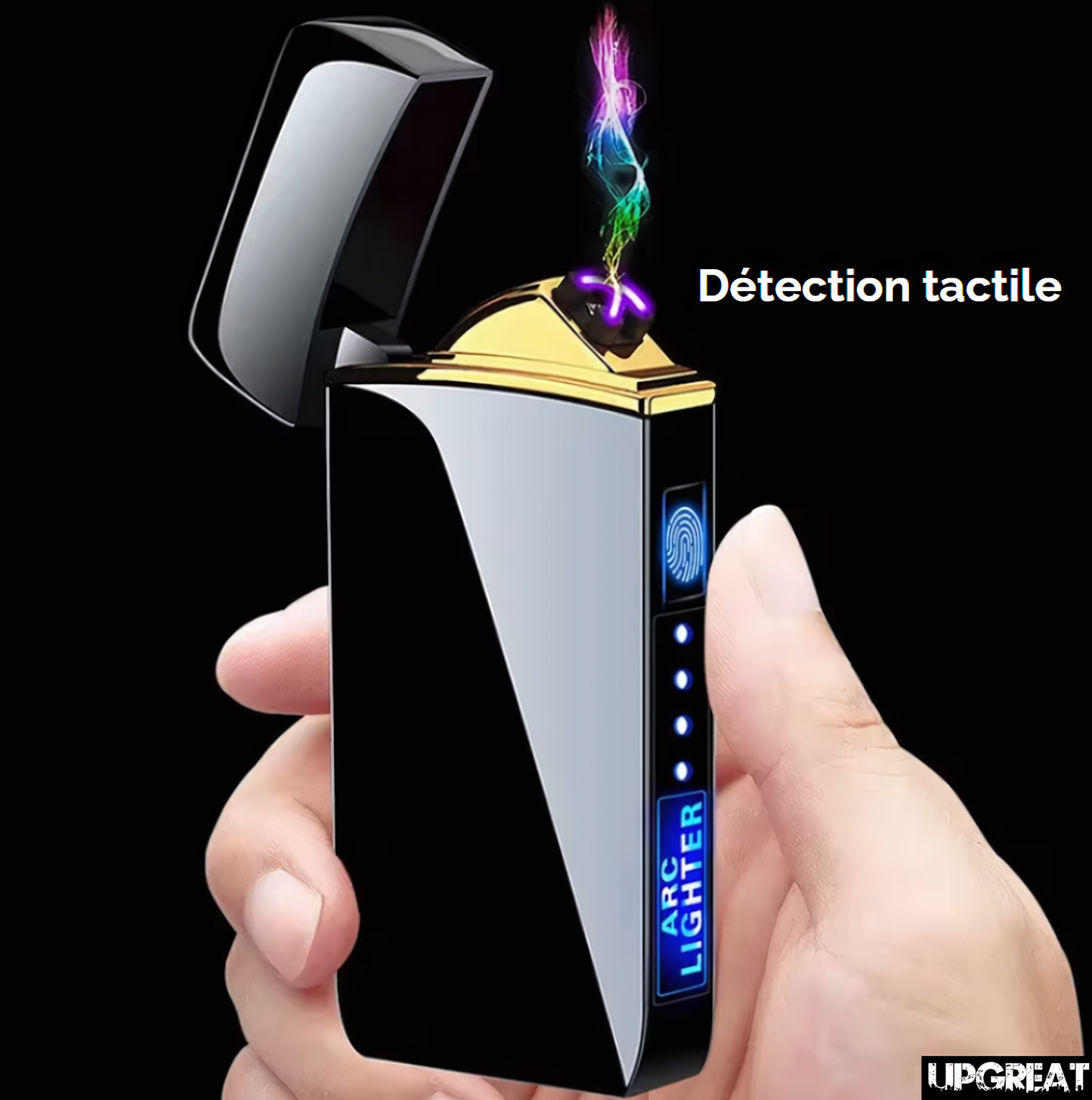 briquet robust classique utilisation detection tactile sur fond noir