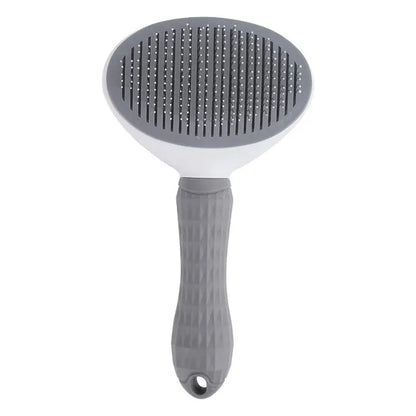 brosse autonettoyante pour animaux noire sur fond blanc