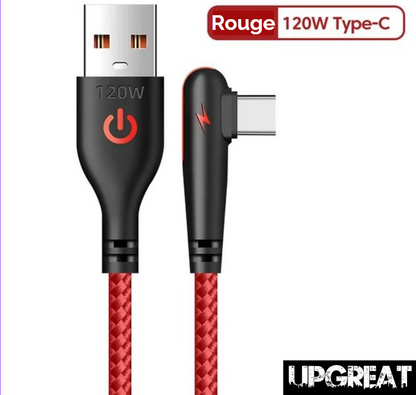 cable usb-c rouge sur fond blanc