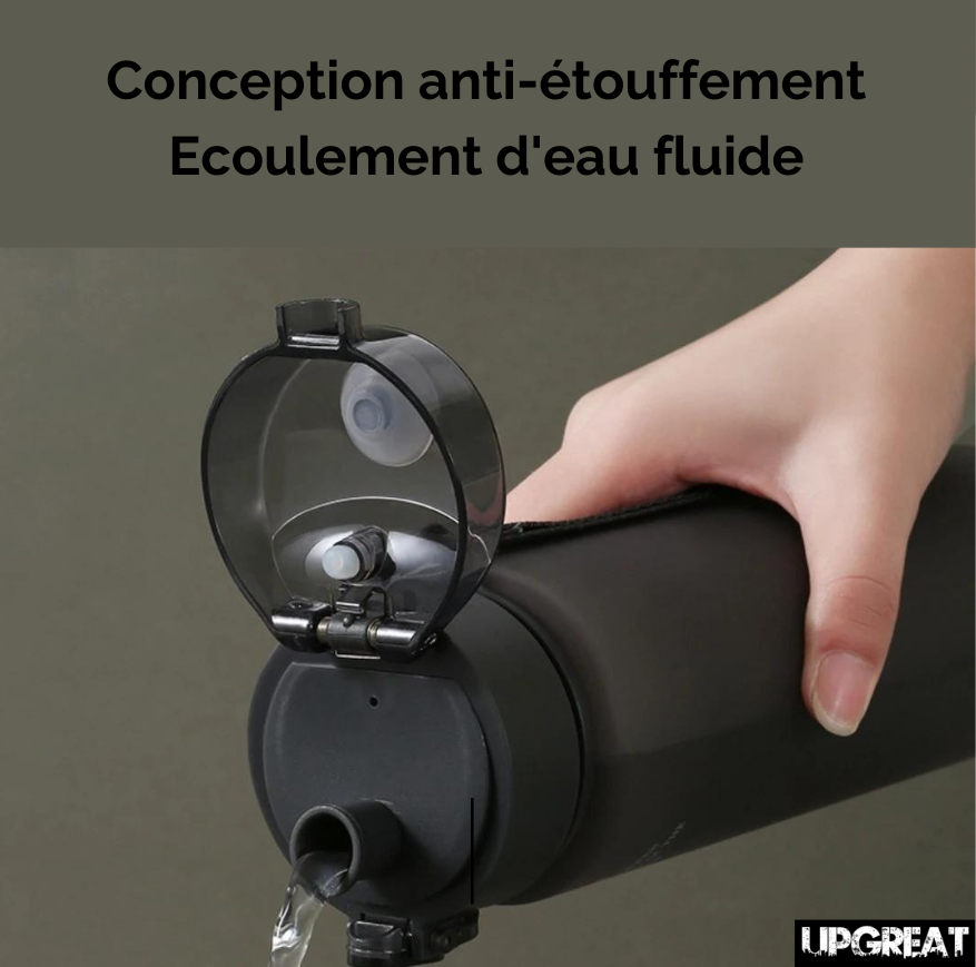 ecoulement de l eau dans bouteille sans bpa sur fond gris