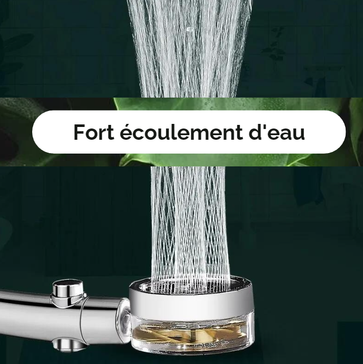 fort ecoulement de l eau du pommeau de douche a helice