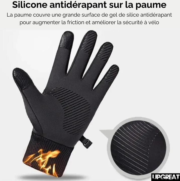 gants etanches tactiles avec silicone antiderapant sur la paume sur fond blanc
