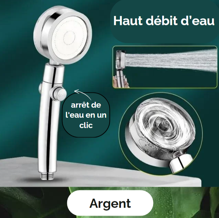 haut debit d eau du pommeau de douche a helice