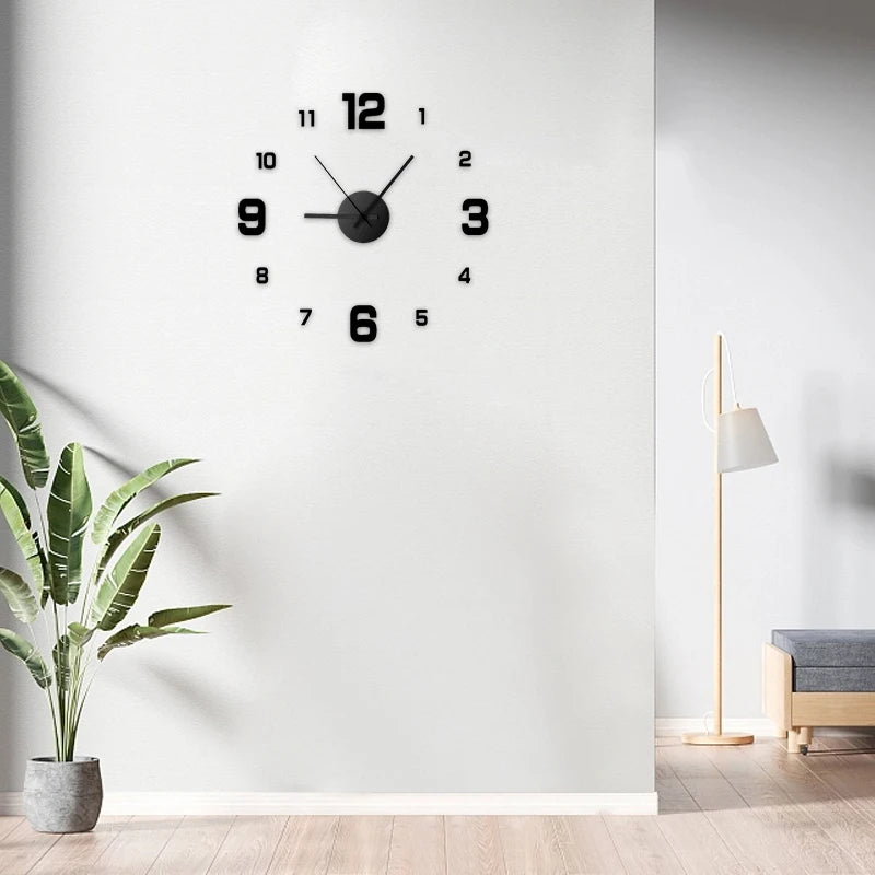 horloge murale diy noir sur mur blanc