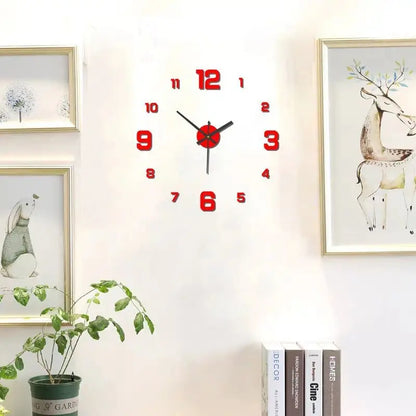 horloge murale diy rouge sur mur blanc