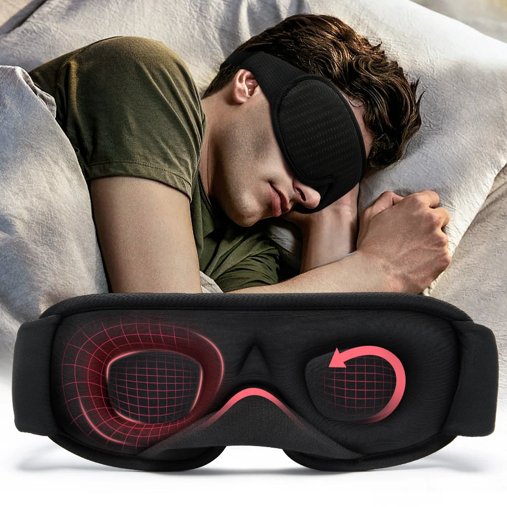 masque de sommeil en utilisation sur un homme dans un lit