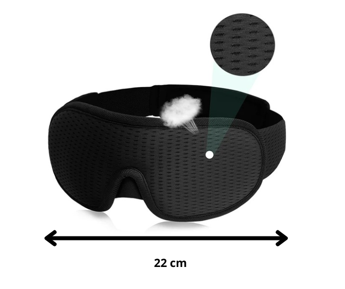masque noir avec dimensions sur fond blanc