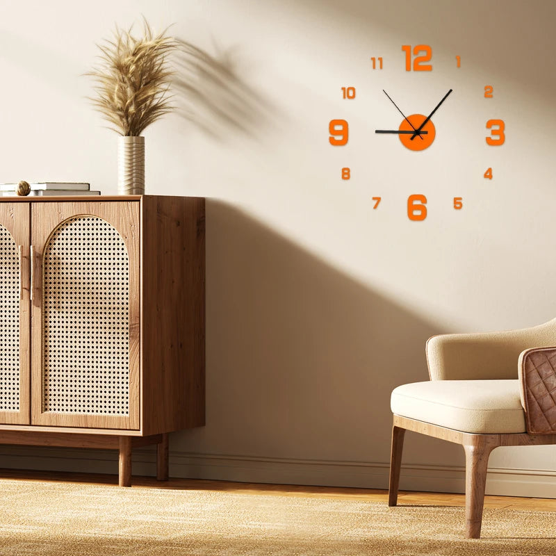 utilisation de l utilisation de lhorloge murale diy orange sur un mur blanc