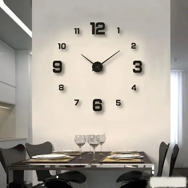 utilisation de lhorloge murale diy noir sur un mur blanc avec une table en dessous