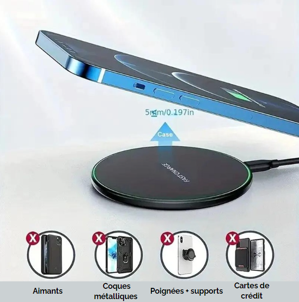 utilisation du chargeur a induction sans fil sur fond blanc